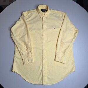 Ralph Lauren Yarmouth Mens 15.5 33 Yellow Cotton Oxford Button Down Shirt Pony